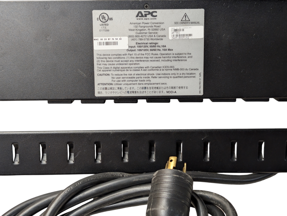 APC AP7901 Network  Metered / Switched PDU 120V 8x 20A Outlets