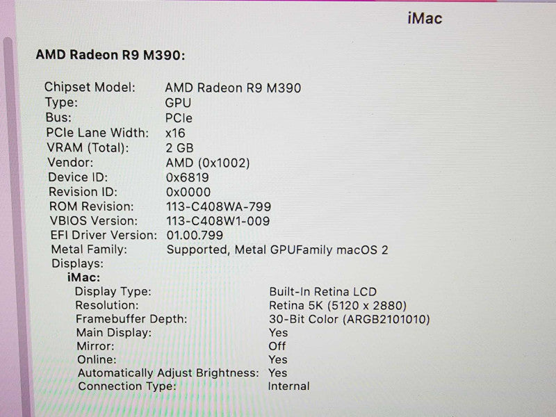 Apple iMac Retina 5K 2015 27\\" 4-Core i7-6700K @ 4.0GHz 32GB DDR3 1TB HDD Radeon R9 M390 2GB (