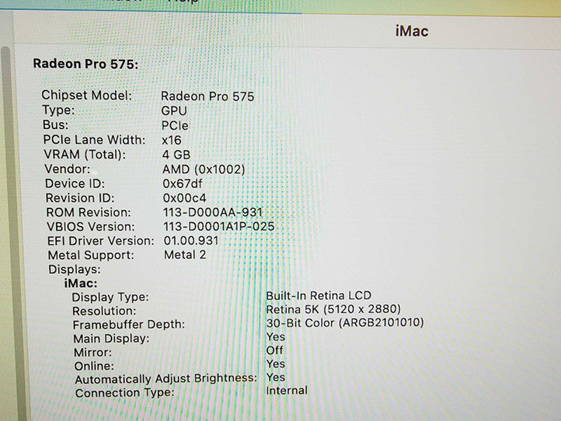 Apple iMac Retina 5K 2017 27\\" 4-Core i7-7700K @ 4.2GHz 32GB DDR4 250GB SSD Radeon Pro 575 4GB (