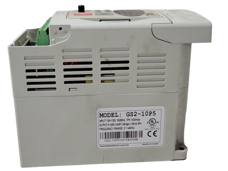 AUTOMATION DIRECT GS2-10P5 120 VAC 0.5HP with 1-phase input, See detail _