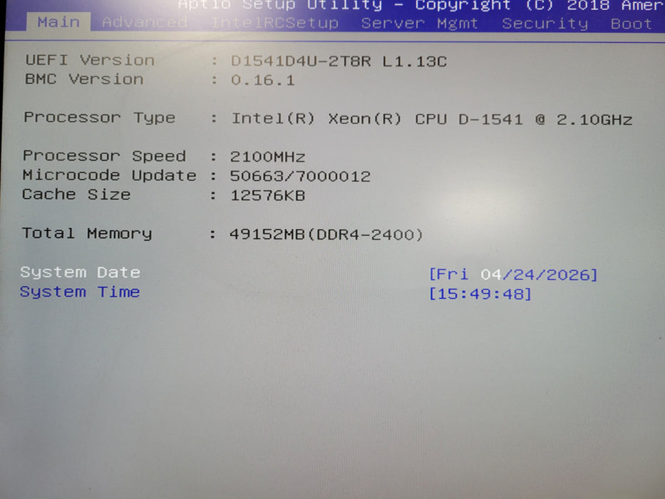 Datto S3P10000 NAS Server Intel Xeon D-1541 @ 2.10GHz 48GB RAM 4x 2TB HDD
