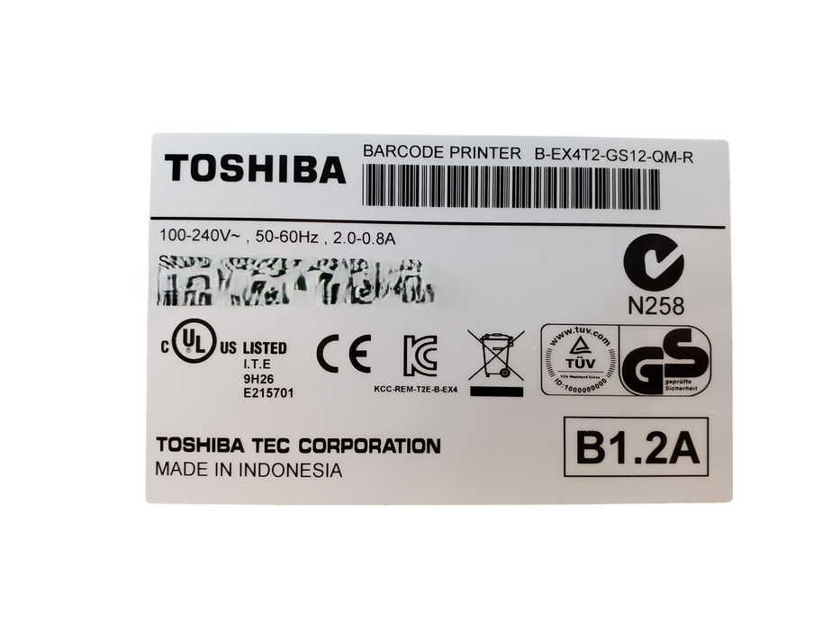Toshiba Barcode Label Printer - B-EX4T2-GS12-QM-R *READ*