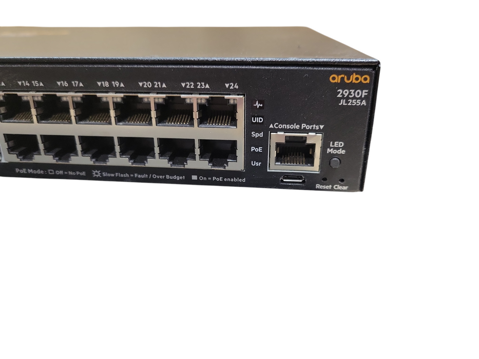 Aruba JL255A 2930F 24G PoE+ 4SFP+ Managed Network Switch