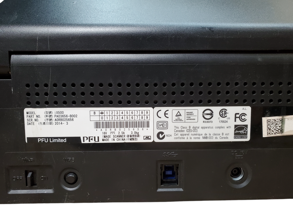 Fujitsu iX500 ScanSnap Color Duplex Image Document Scanner PA03656-B305