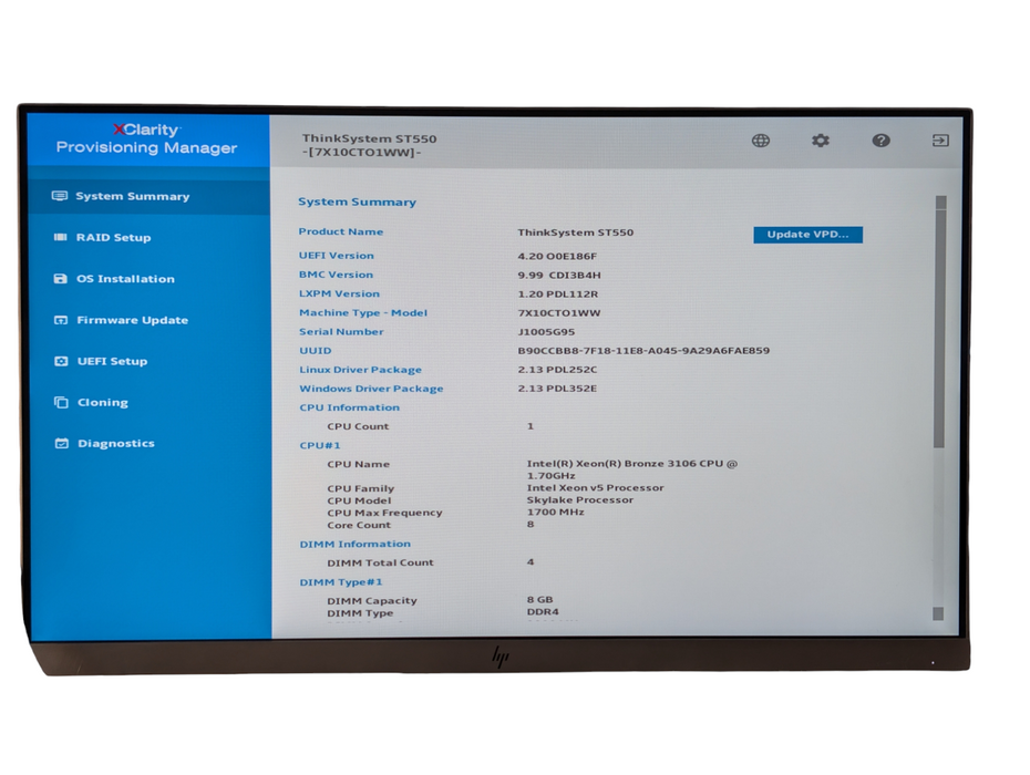 Lenovo ThinkSystem ST550 Intel Xeon BRONZE 3106 32GB RAM