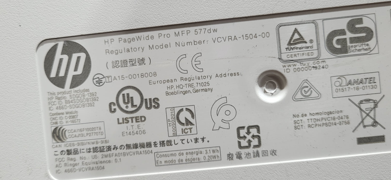 HP PageWide Pro 577dw MFP Color All-in-One Printer