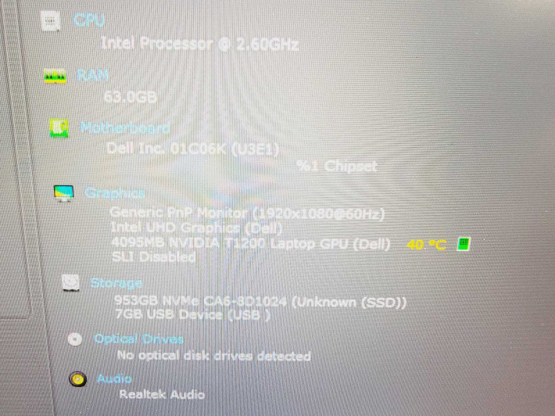 Dell Precision 7765 Core i9-11950H @ 2.6GHz 64GB Ram 1TB SSD [Read] ( Lap200