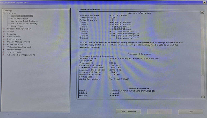 Dell Precision T5810 | Xeon E5-1603 v3 @ 2.80GHz 4C, 16GB DDR4, W2100, 512GB SSD