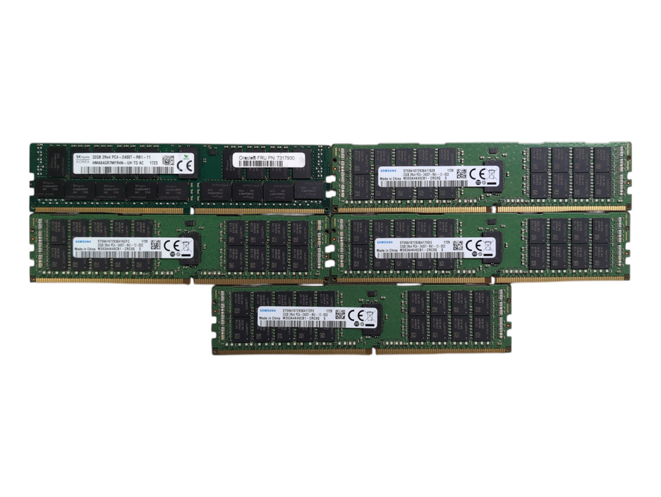 Lot of 5x Assorted 32GB 2Rx4 PC4-2400T DDR4 Server RAM Memory
