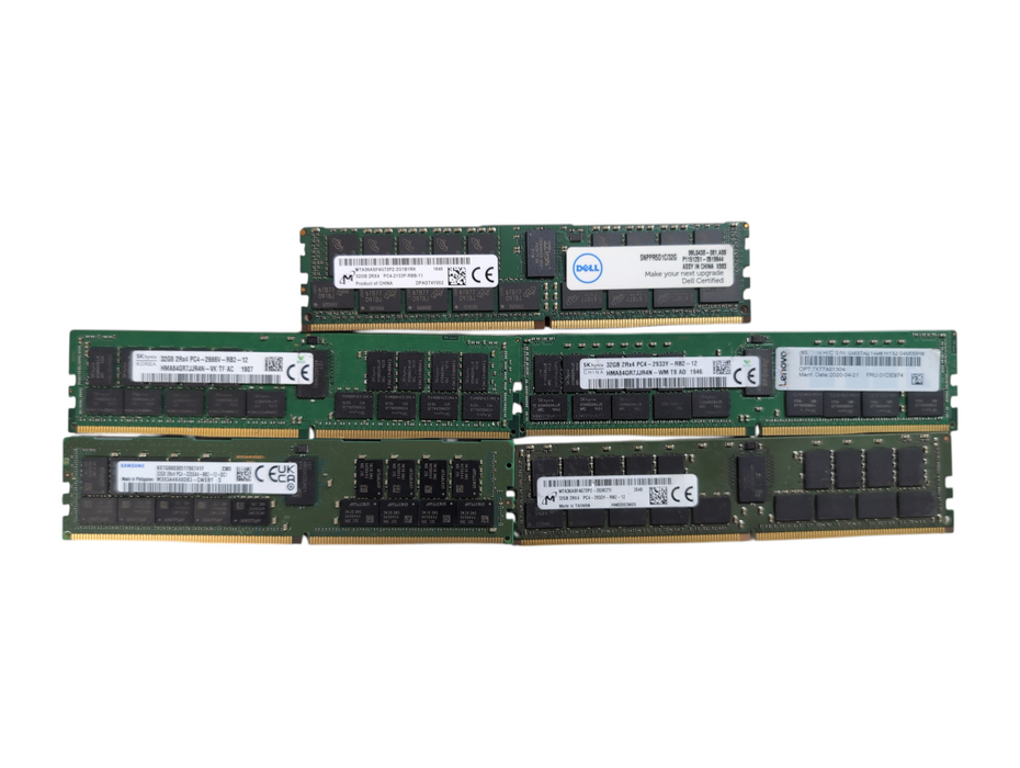 Lot of 11x Assorted 32GB DDR4 Server Memory, w/ 2133P, 2666V, 2933Y, 3200AA