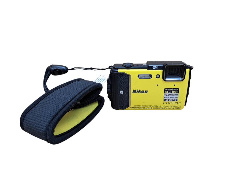 Nikon Coolpix AW130 16MP Digital Camera Yellow GPS Shockproof *READ*