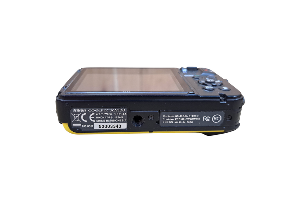 Nikon Coolpix AW130 16MP Digital Camera Yellow GPS Shockproof *READ*