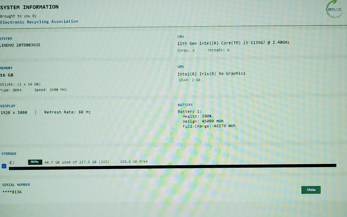 Lenovo ThinkPad E15 Gen 2 Core i5-1135G7 16GB RAM 256G SSD