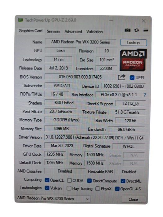 AMD Radeon Pro WX 3200 4GB GDDR5 Graphics Card 4x Mini DP
