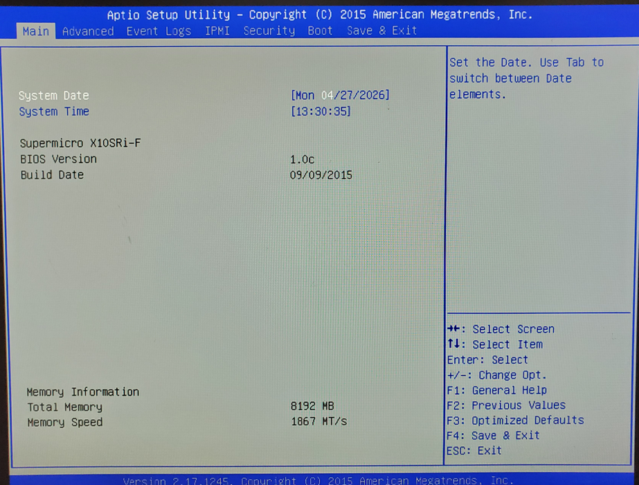 SuperMicro CSE-813M / X10SRI-F - 1x Xeon E5-2620 v3, 8GB DDR4 - No HDD