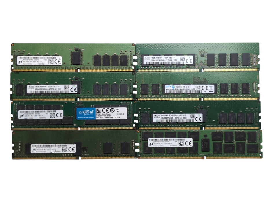 Lot of 8x Assorted 16GB DDR4 Server Memory