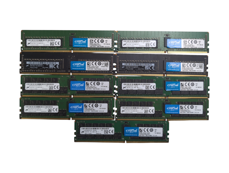 Lot of 9x Assorted 16GB PC4-2666V DDR4 Server Memory
