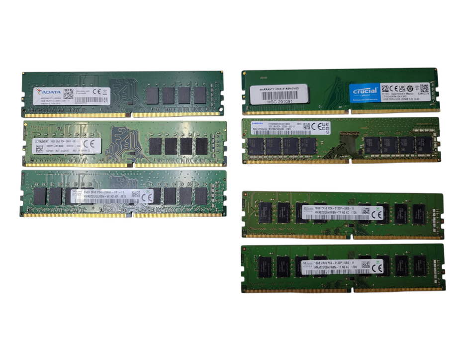 Lot of 7x - 16GB MIXED DDR4 DESKTOP RAM UDIMM