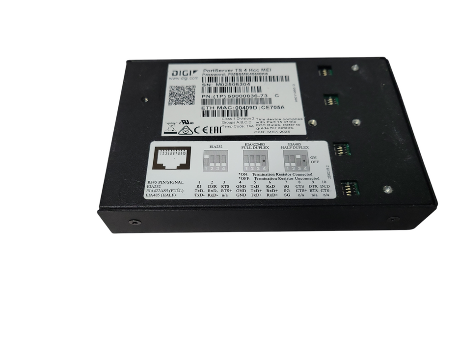 Digi PortServer TS P MEI 4 MEI RS-232 Serial Server 50000836-49