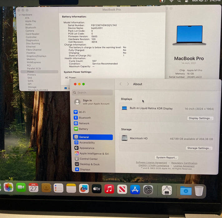 Apple MacBook Pro 14" 2021 M1 Pro 16GB 512SSD Faulty Battery READ!