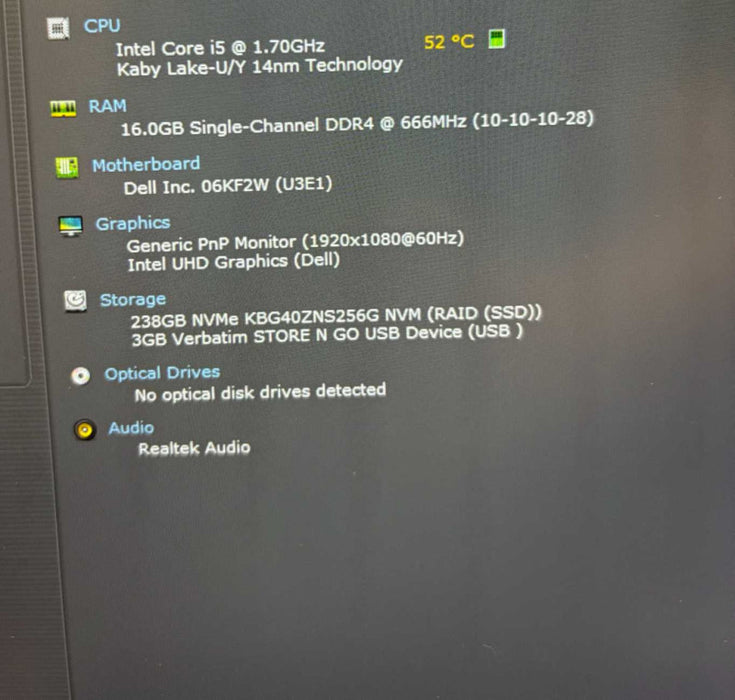 Dell Latitude 5410 Intel Core i5-10310U@1.7GHz 16GB RAM 256GB SSD READ  Lap200
