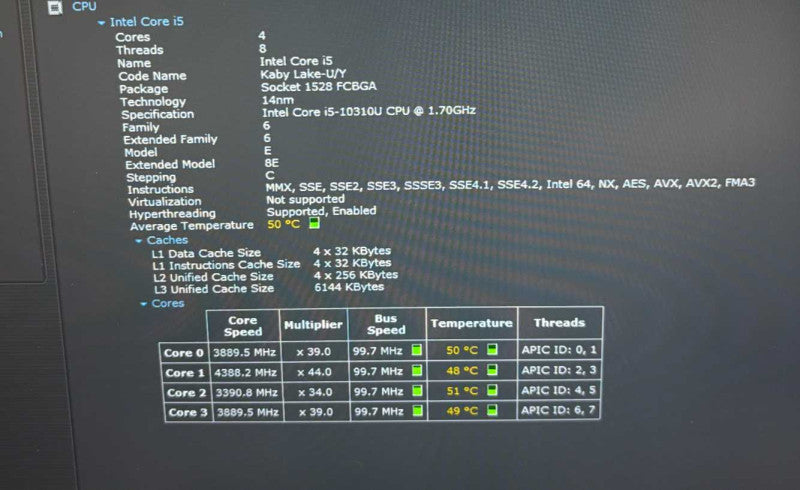 Dell Latitude 5410 Intel Core i5-10310U@1.7GHz 16GB RAM 256GB SSD READ  Lap200