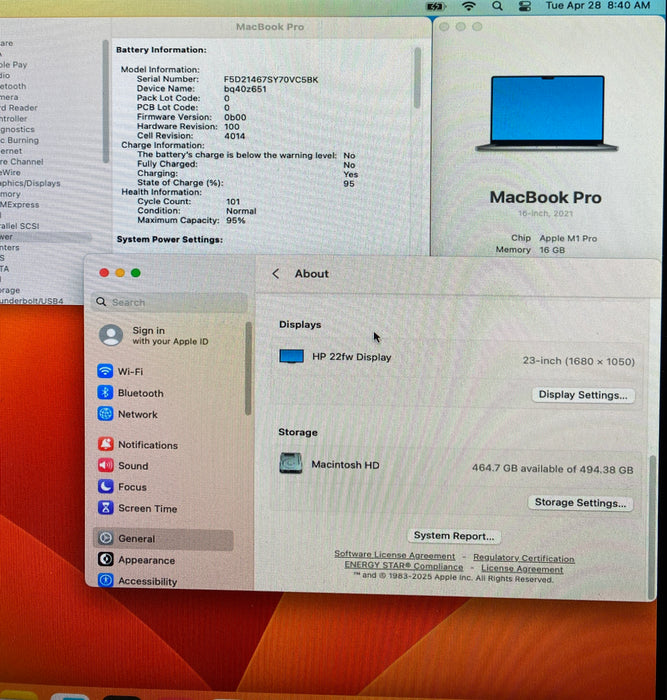 Apple MacBook Pro 16" 2021 M1 Pro 16GB 512SSD Faulty LCD For Parts/Repair READ!