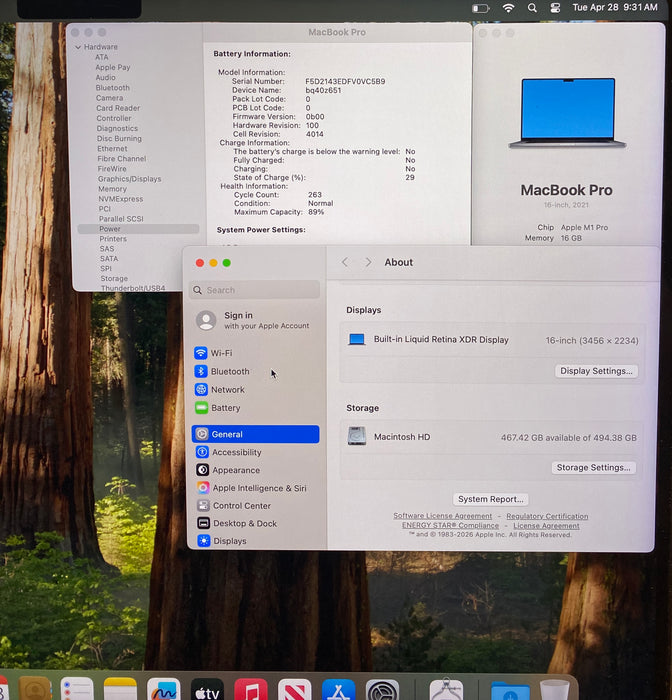 Apple MacBook Pro 16" 2021 M1 Pro 16GB 512SSD No Power Adapter READ!