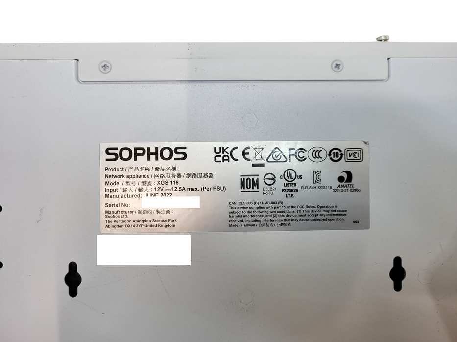 Sophos XGS 116 Network Security Firewall Appliance No AC/Wifi module READ
