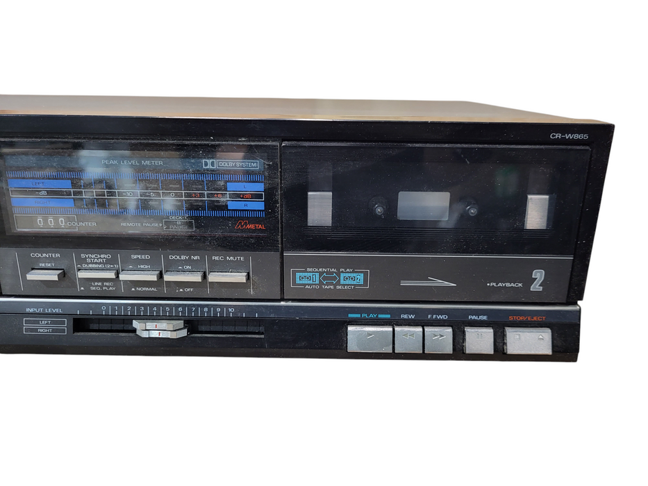 Vintage FISHER Stereo Double Cassette Deck Model CR-W865 No AC READ