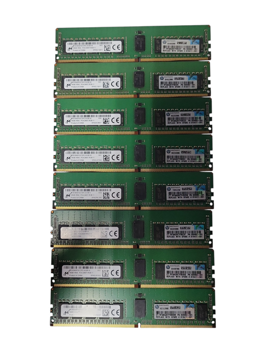 Lot of 8x Micron 16GB 1RX4 PC4-2400T-RCB-11 Server Ram