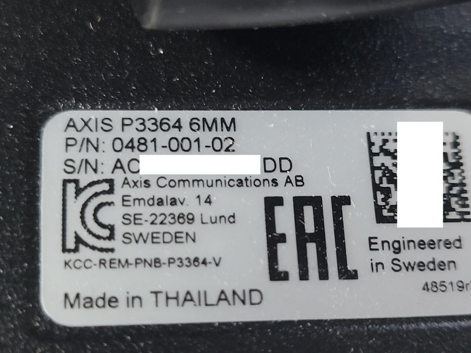 Axis P3364 6MM 0481-001-02 IP Network Camera
