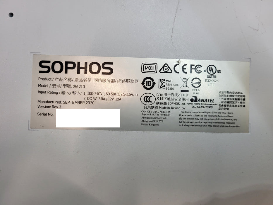 Sophos XG 210 Rev. 3 Firewall Security Appliance READ