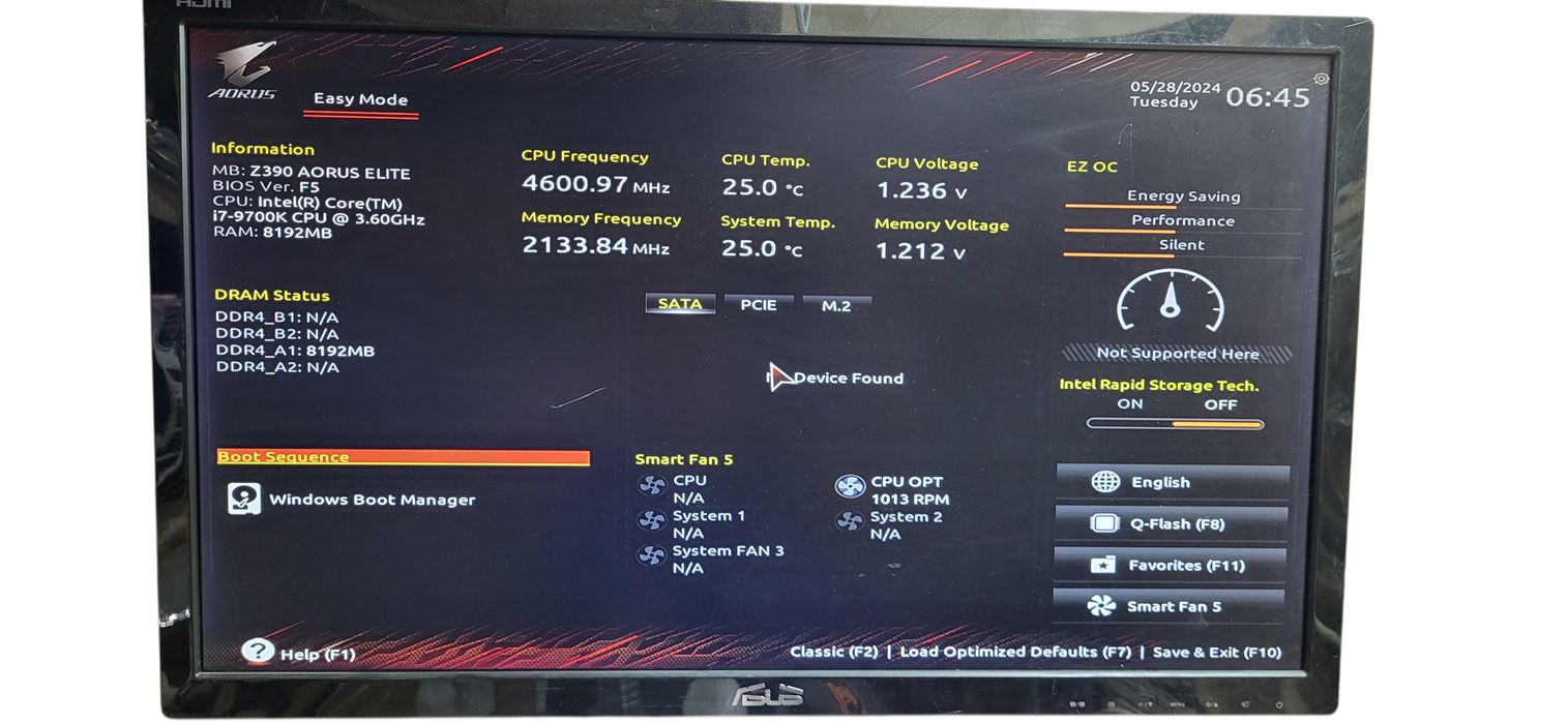 Gigabyte Z390 AORUS ELITE  ATX Motherboard W/i7-9700K CPU | 8GB DDR4 RAM