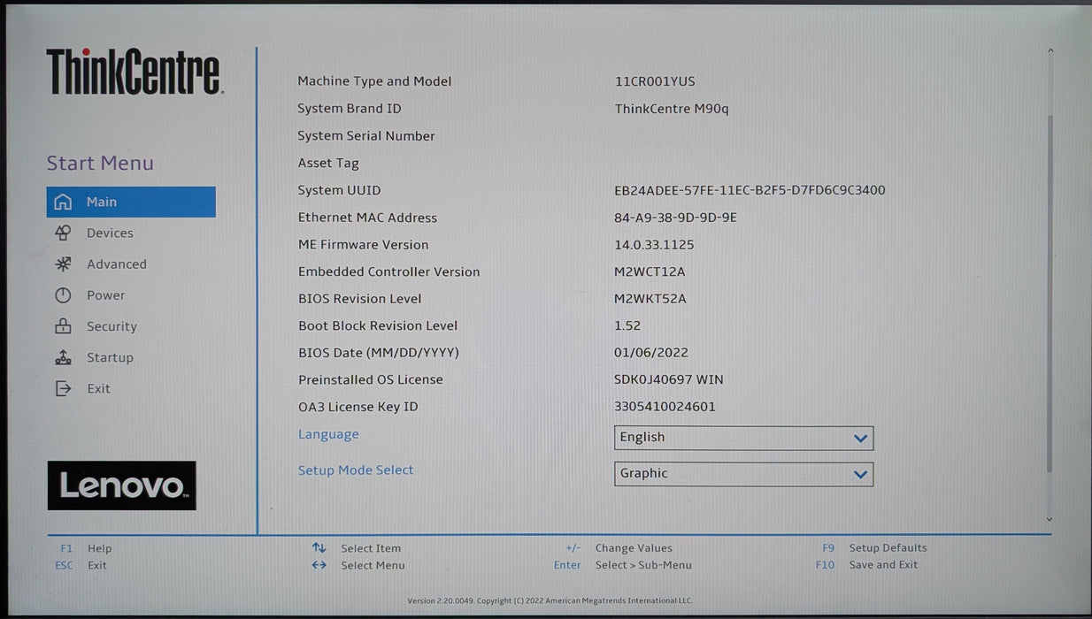 Lenovo ThinkCentre M90q, i5-10500 3.10GHz, 8GB DDR4, 256GB NVMe, No AC Adapter