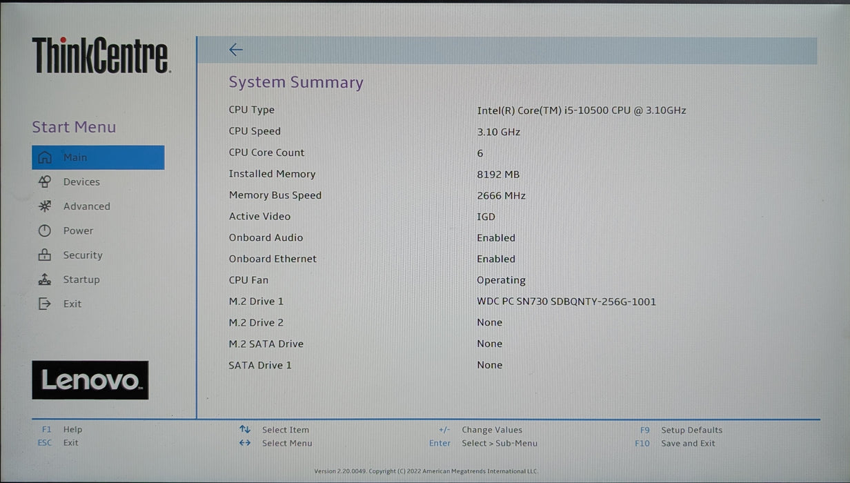 Lenovo ThinkCentre M90q, i5-10500 3.10GHz, 8GB DDR4, 256GB NVMe, No AC Adapter