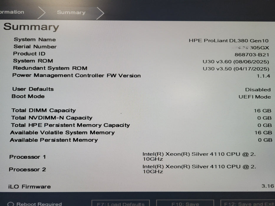 HP DL380 Gen 10 2U 8x2.5" 2x Silver 4110 16GB DDR4 P408i-a SR GEN10
