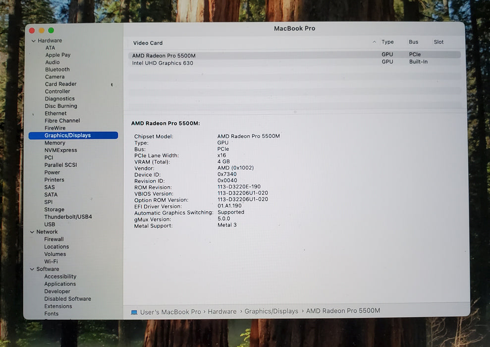 Apple MacBook Pro A2141 2019 16" i9-9880H 2.3GHz 16GB 1TB SSD RADEON 5500M READ