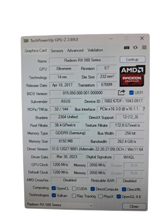 Asus Strix Radeon RX 580 8GB GDDR5 Graphics Card Open Box