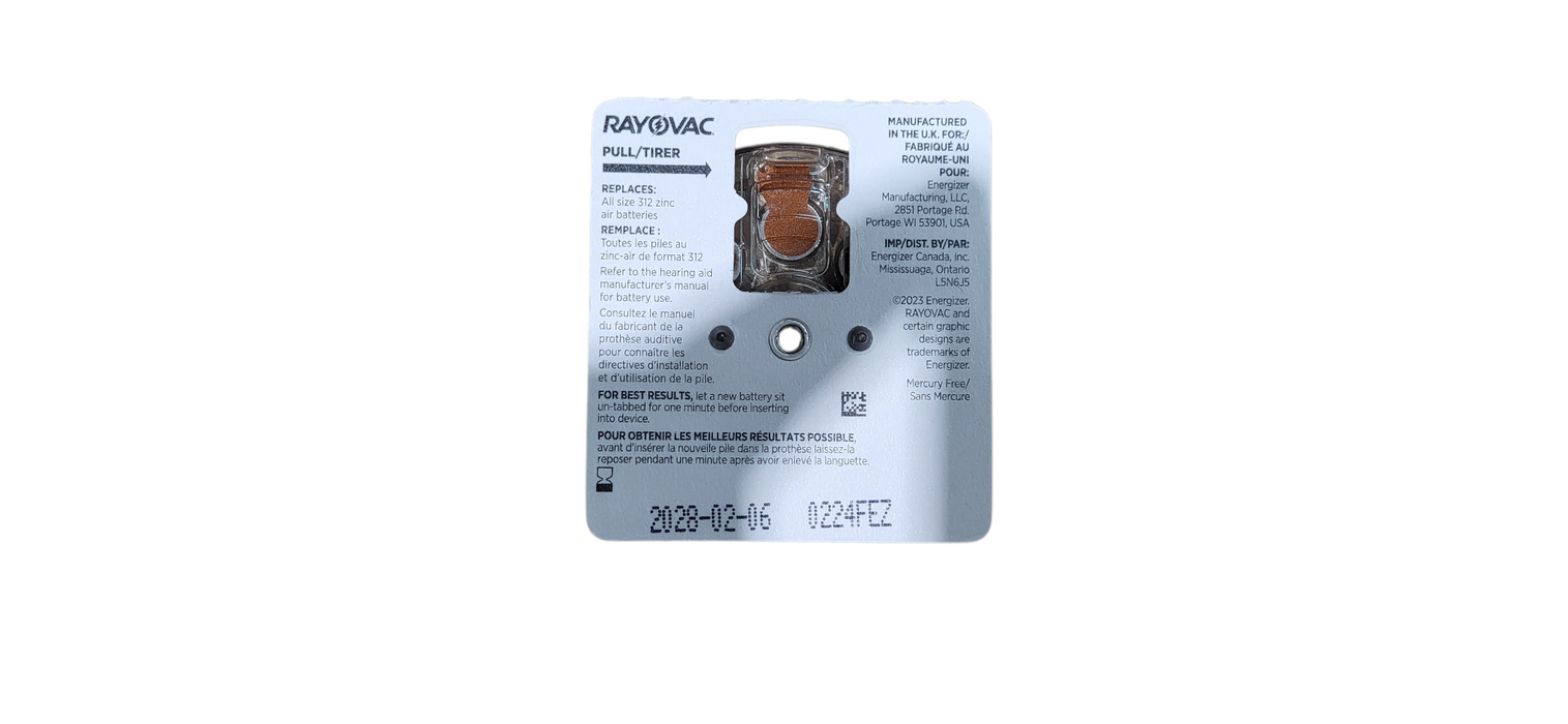Brand New Lot of 8x Rayovac 312 Hearing Aid Batteries Size 312  8 Pack Exp 2028