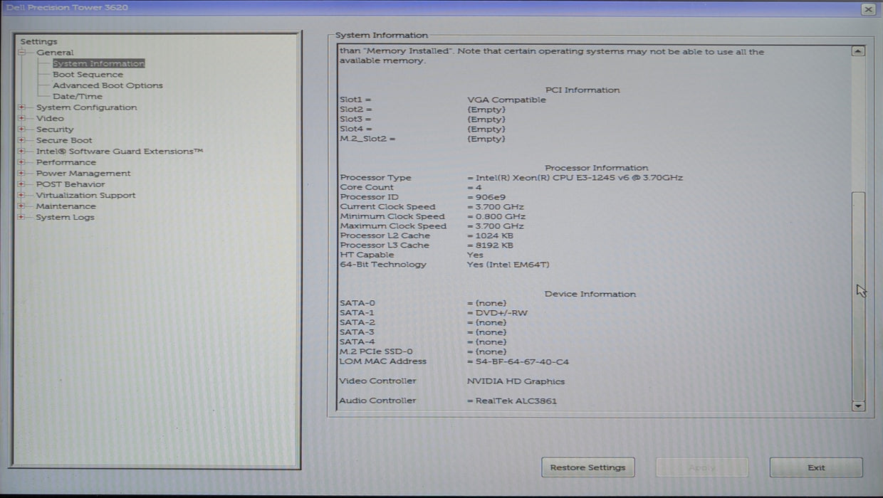 Dell Precision Tower 3620, Xeon E3-1245v6 3.70GHz, 32GB DDR4, P2000, No HDD