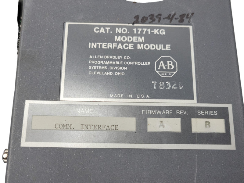 Allen Bradley 1771-KG modem interface module programable controller, Read _