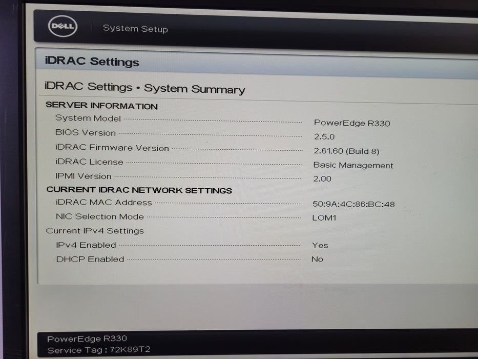 Dell PowerEdge R330 - Xeon E3-1220 v5 16GB DDR4 PERC H730 NO HDD 550W PSU