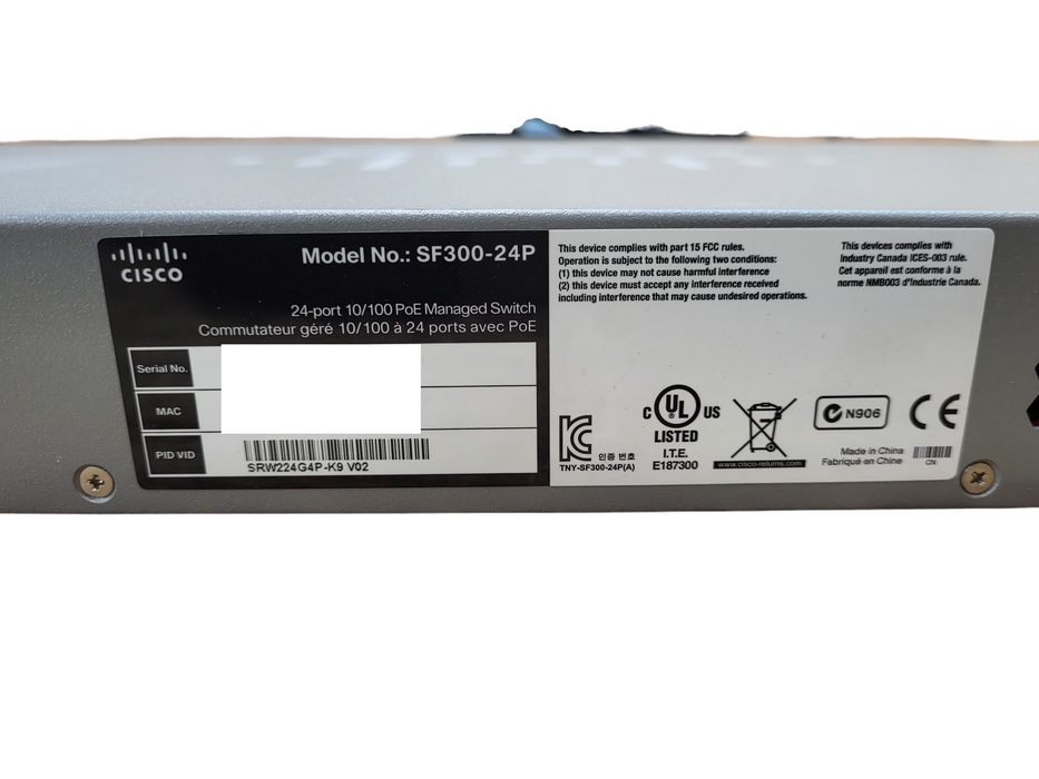 Cisco SF300-24P 24-port 10/100 PoE Managed Switch