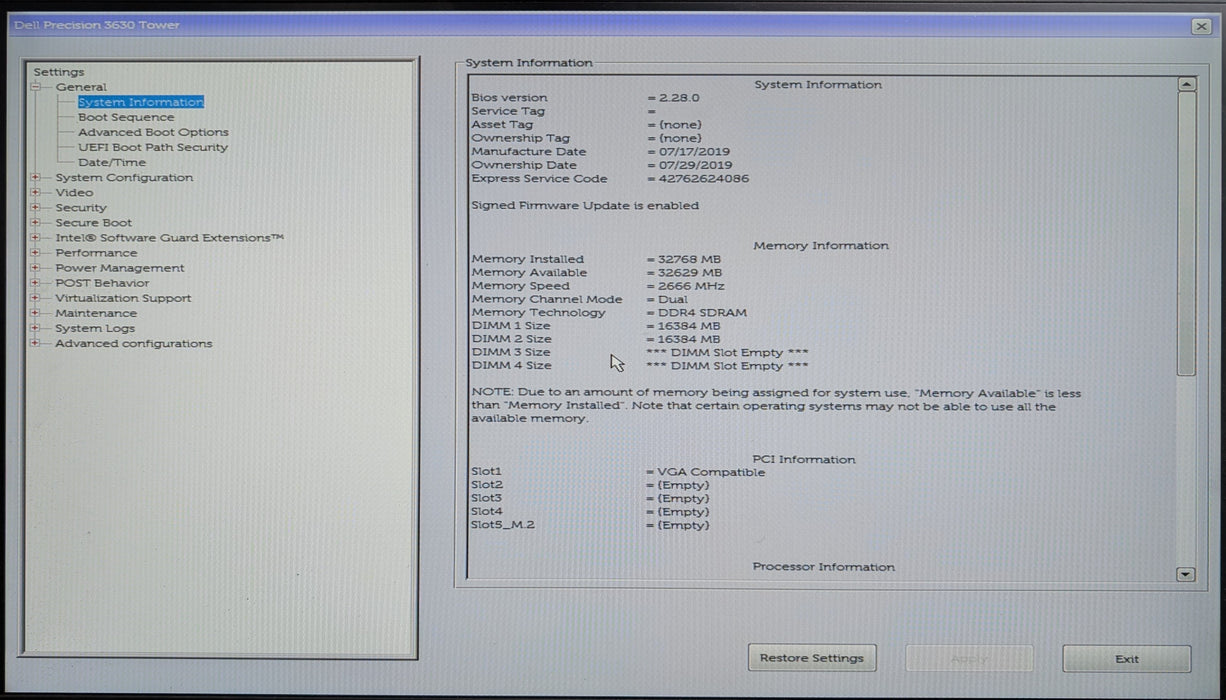 Dell Precision 3630 Tower, Xeon E-2146G 3.50GHz, 32GB DDR4, P2000, No HDD