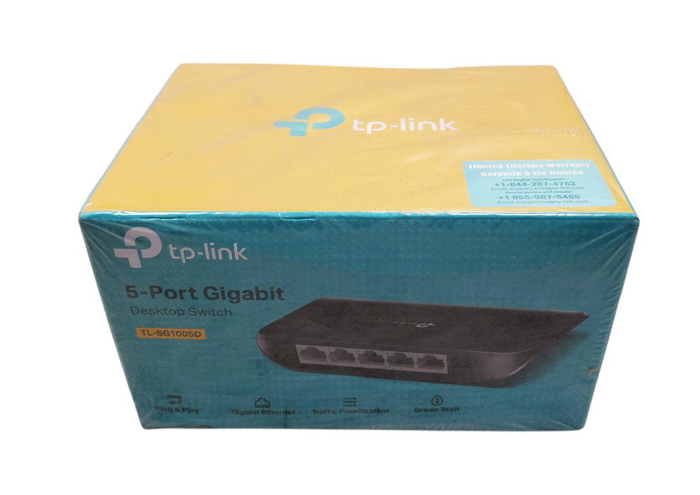 New - TP-Link TL-SG1005D 5-Port Gigabit Desktop Switch w/ Adapter