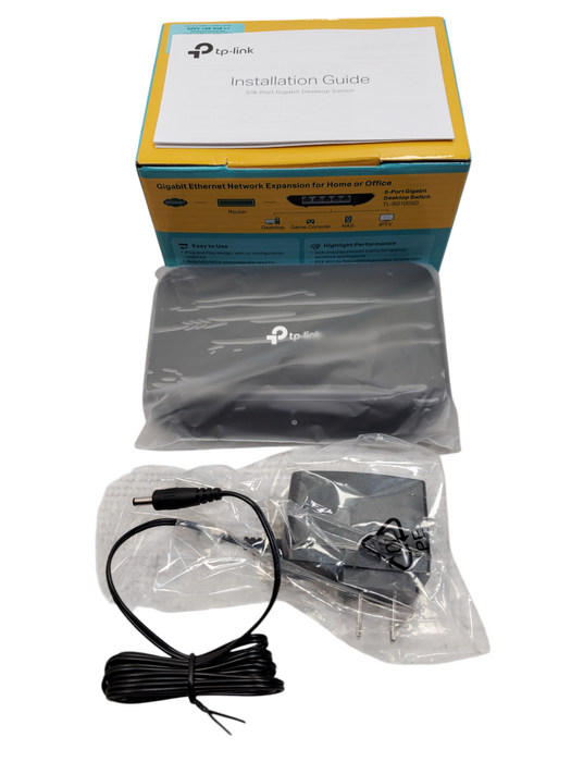 New - TP-Link TL-SG1005D 5-Port Gigabit Desktop Switch w/ Adapter