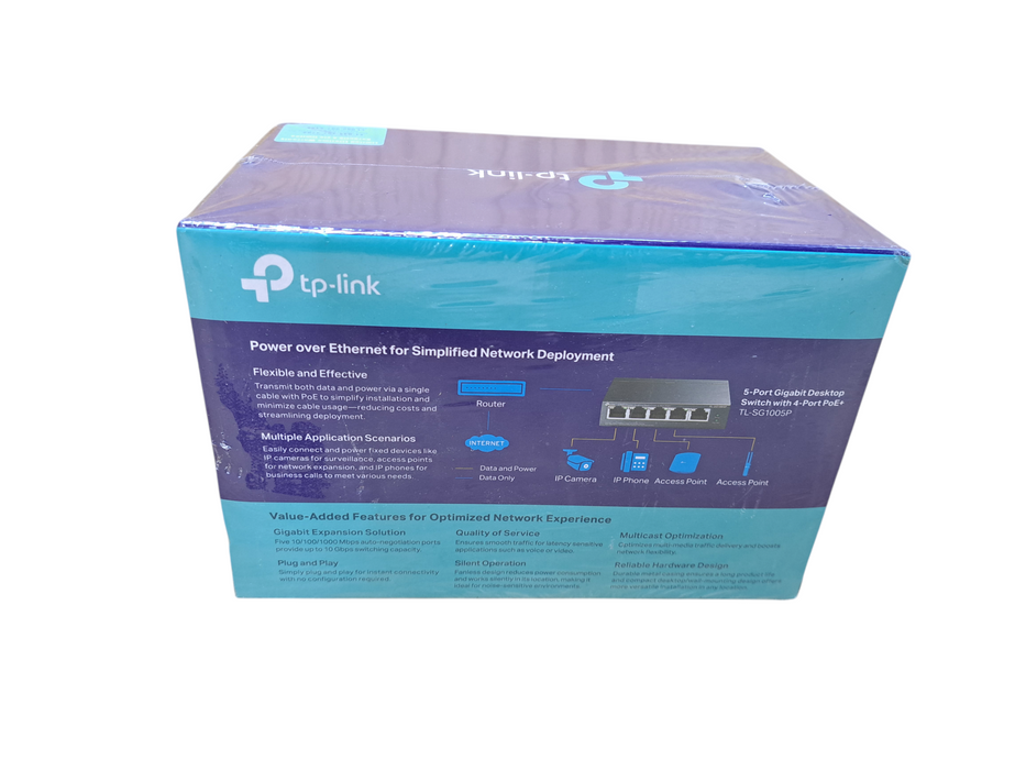 TP-LINK TL-SG1005P 5-Port Gigabit Desktop  PoE+ Switch (Sealed)