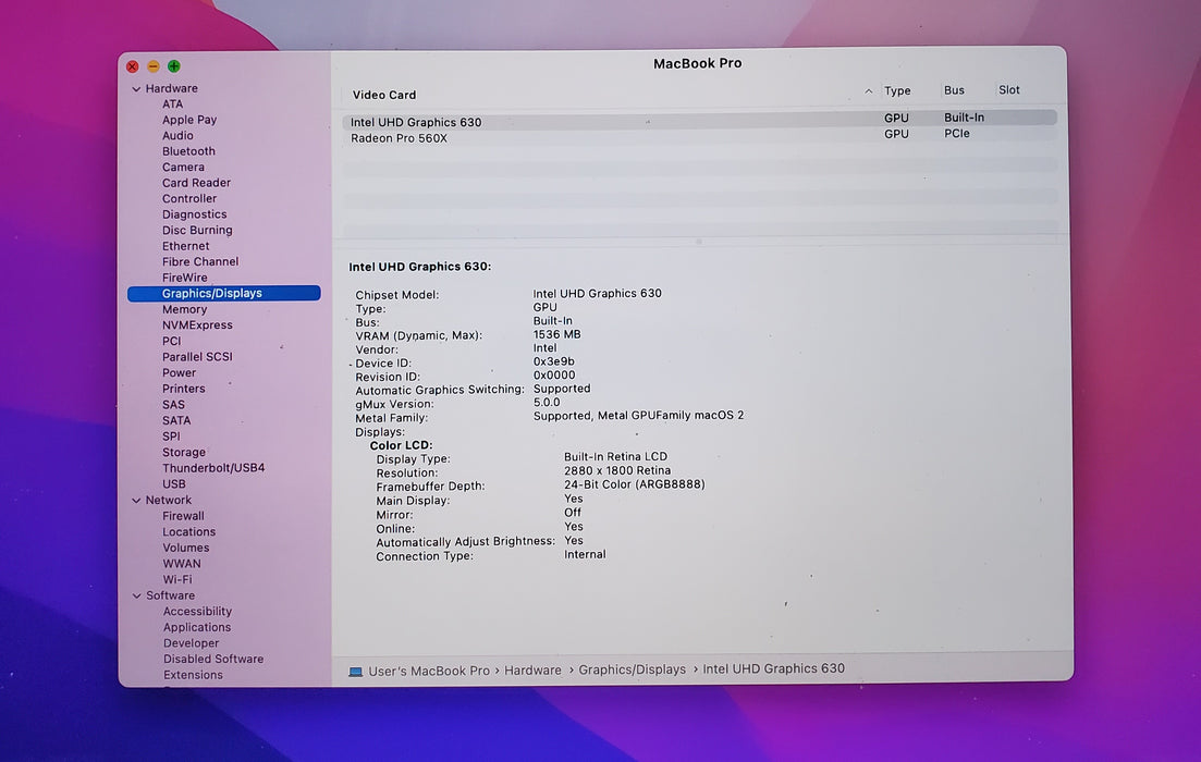 Apple Macbook Pro A1990 2018 15'' Core i9-8950HK 32GB RAM 512GB SSD READ