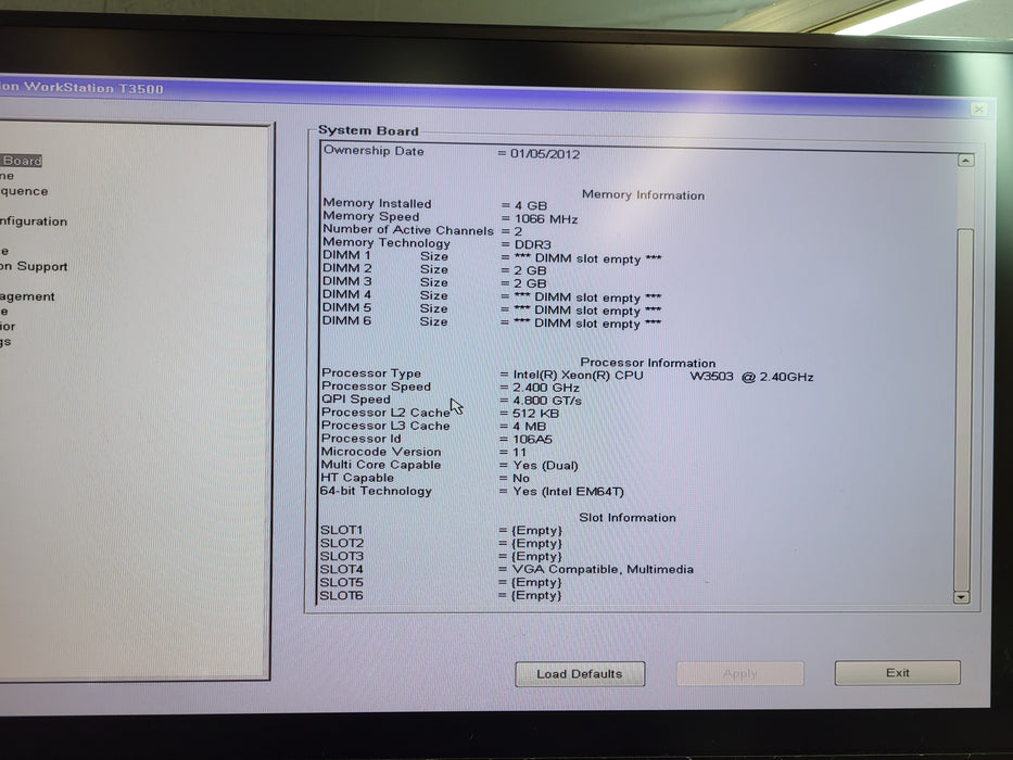 Dell Precision T3500 Xeon W3503 @ 2.4GHz 4GB RAM DDR3 Quadro 600 GPU 525W PSU